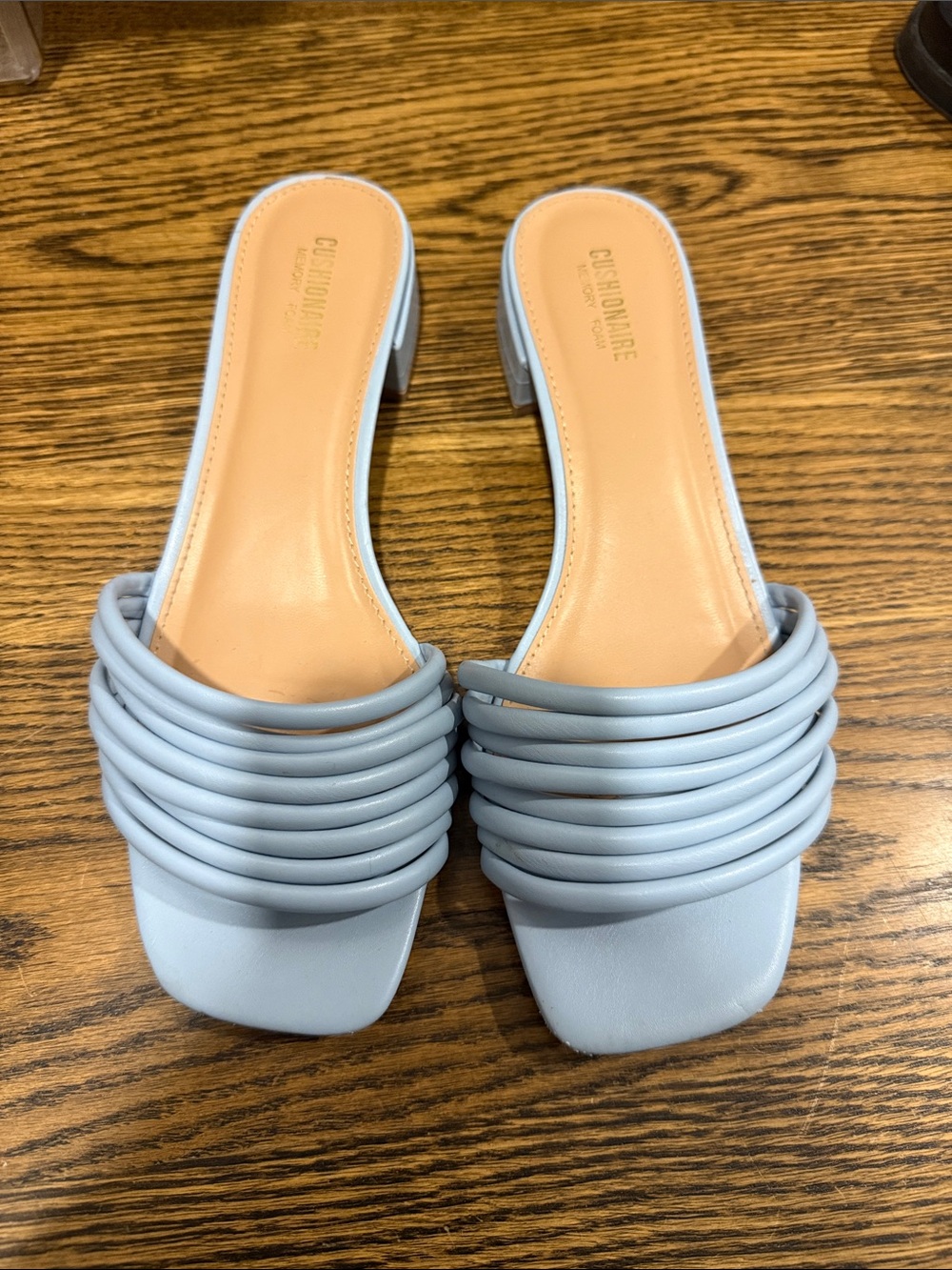 CENTOUMARE Light Blue Padded Strap Mule Sandals